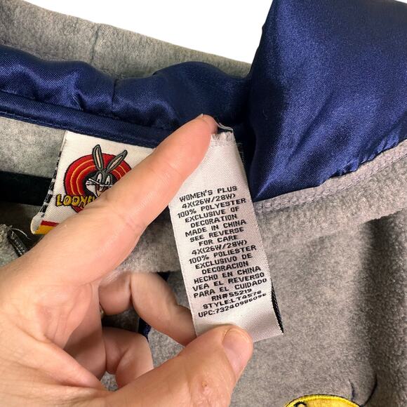 Looney Tunes Feisty Tweety Quarter Zip Hoodie Sweatshirt Womens 4x 26W Applique - Picture 4 of 8